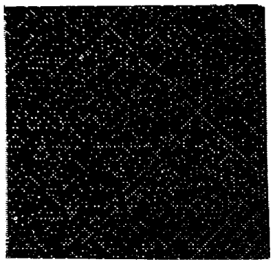 Computer generated display of prime numbers as bright dots